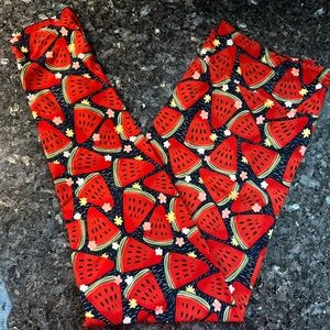 LuLaRoe Watermelon Print Leggings Women’s Plus Size T/C Tall & Curvy 1X NWOT